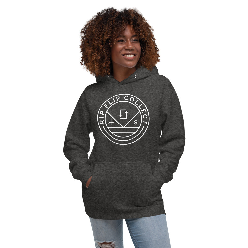 White Logo Grey Heather Unisex Hoodie