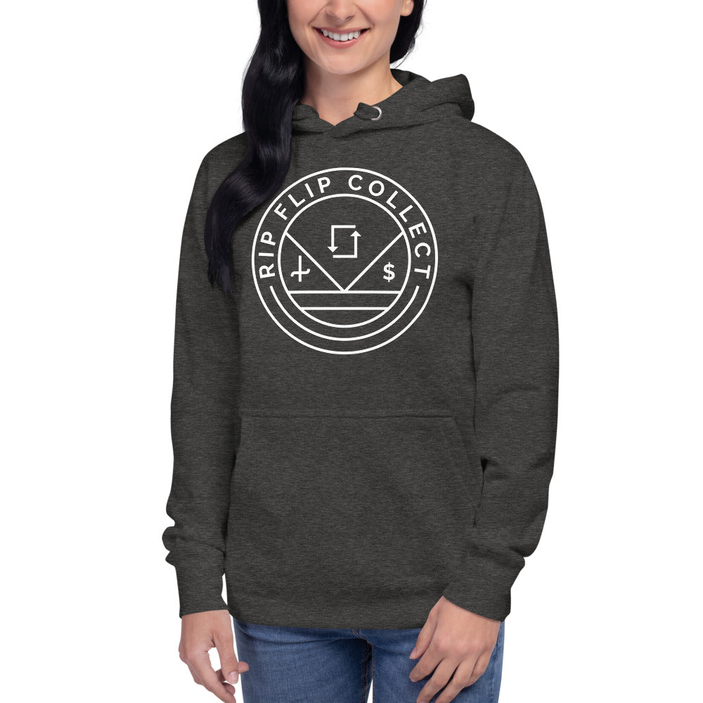 White Logo Grey Heather Unisex Hoodie