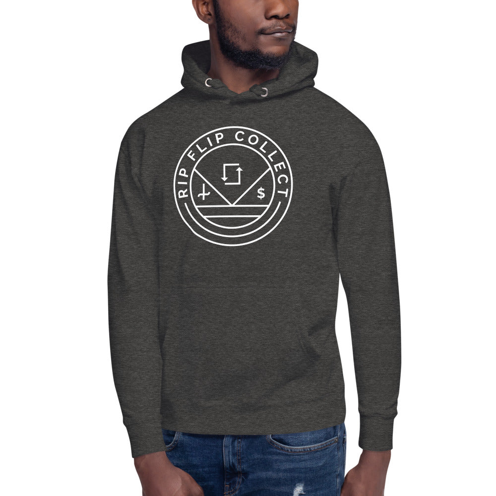 White Logo Grey Heather Unisex Hoodie