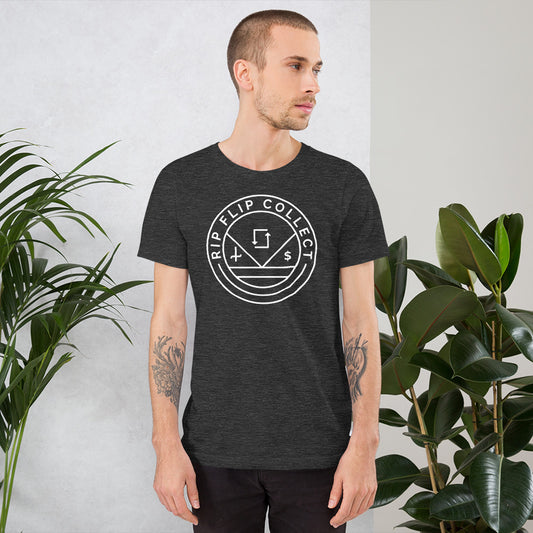 White Logo Grey Heather Short-Sleeve Unisex T-Shirt