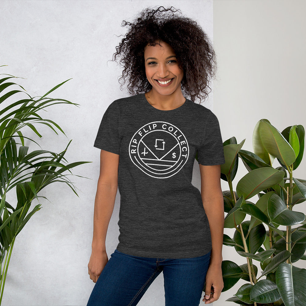 White Logo Grey Heather Short-Sleeve Unisex T-Shirt